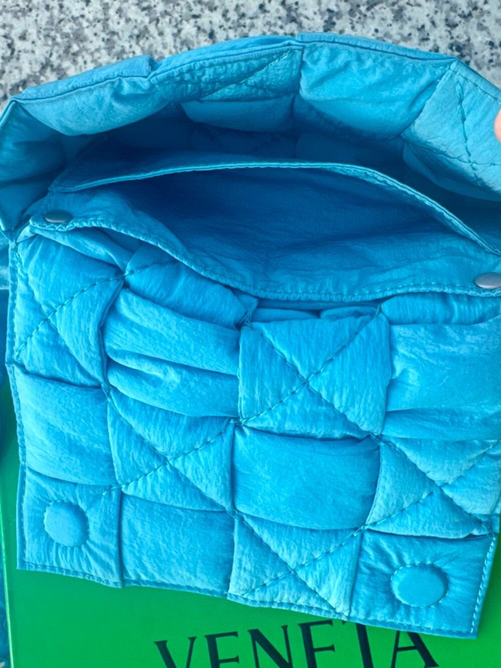 Bottega Veneta Padded Intrecciato Nylon Cassette Bag in Pool Blue - Picture 6 of 14